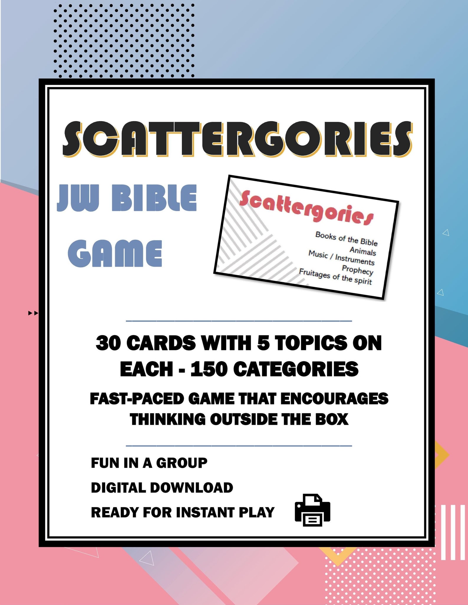 JW Bible Scattergories Game for Family Worship Night - Etsy