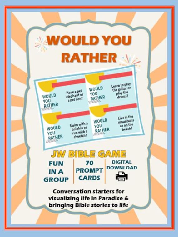 JW Printable Bible Game - Would You Rather - Family Worship Activity (Digital Download)