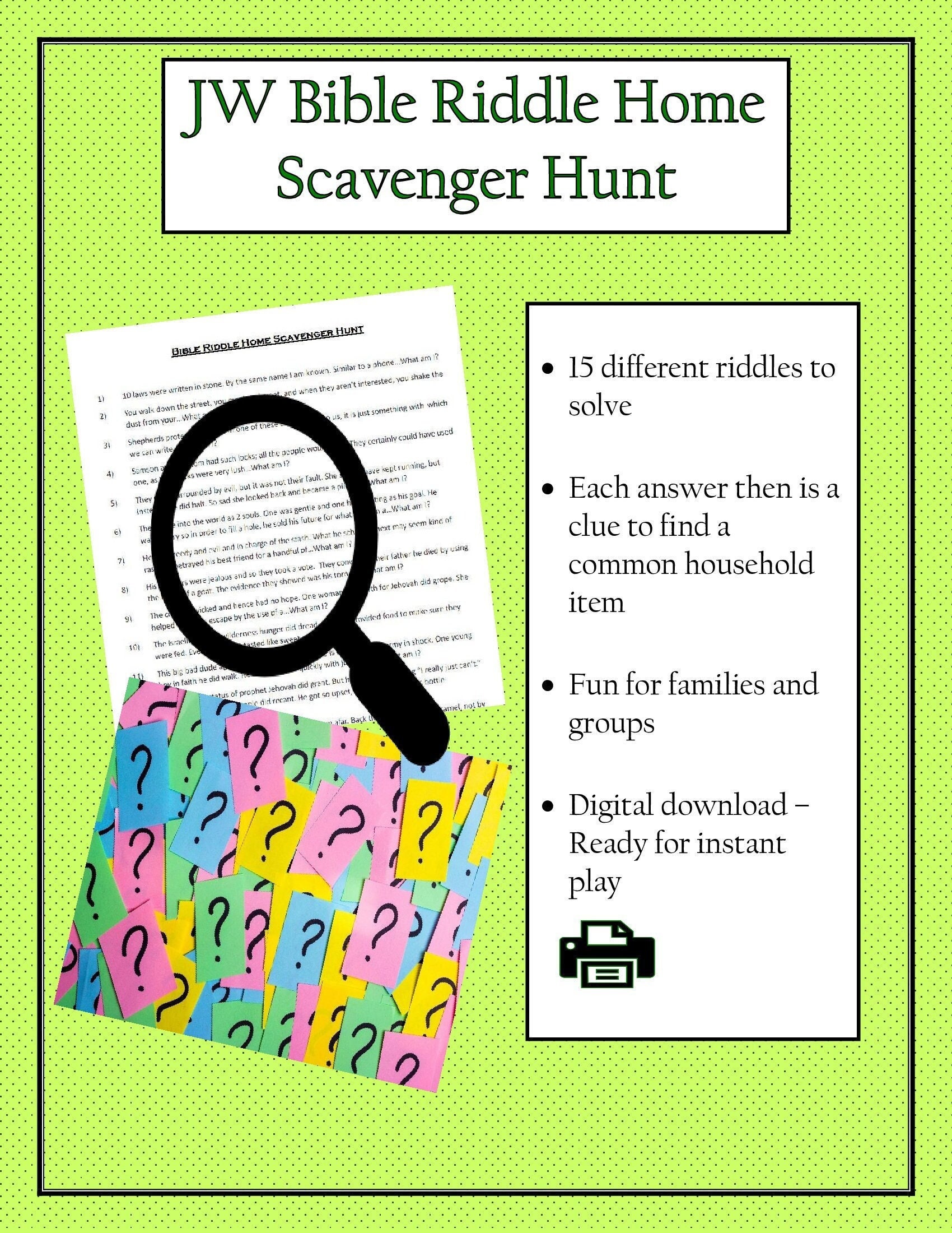 JW Bible Riddle Home Scavenger Hunt for Family Worship Night - Etsy