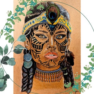 Postal Mujer Tribal A6 imagen 1