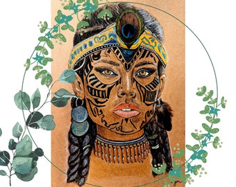 Postal "Mujer Tribal" (A6)