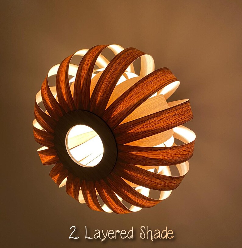 Pumpkin Light Wooden Pendant Ceiling Shade image 1