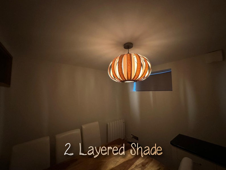 Pumpkin Light Wooden Pendant Ceiling Shade image 4