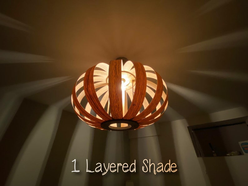 Pumpkin Light Wooden Pendant Ceiling Shade image 8