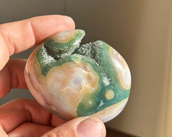 8th Vein Ocean Jasper Palm Stone