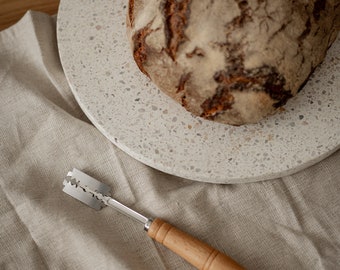 Brotklinge Brotmesser mit Holzgriff, Lederhülse und 5 Edelstahl Ersatzklingen