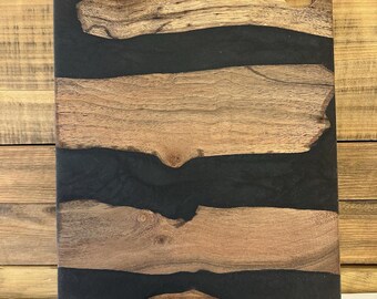 Black Striped Epoxy Black Walnut Charcuterie/Cheese Board 11.5" x 15.5", ~0.5" Thick - Hand Crafted