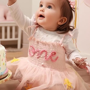 Baby NameTutu Dress, First Birthday Outfit, Hand-embroidered Baby Romper, Personalized Baby Dress, Custom Baby Girl Dress, Baby Shower Gifts