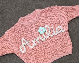 Embroidered Name Baby Sweater, Custom Baby Sweater with Name, Personalized Baby Sweater, Baby Shower Gift, First Birthday Gift, Baby Gifts