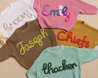 Personalisierter Babypullover für Neugeborene, personalisierter Baby-Namenspullover, Pullover zum ersten Geburtstag, bestickter Pullover für Baby, Baby-Mädchen-Jungen-Geschenke