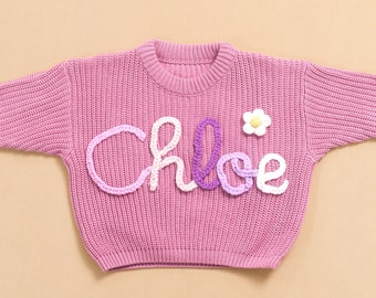 Personalisierter Babypullover, Gestickter Name Babypullover, Benutzerdefinierte Babypullover mit Namen, Baby Mädchen Pullover, Erstes Geburtstagsgeschenk, Babygeschenke