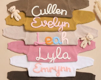 Personalisierter Babypullover, Gestickter Name Babypullover, Benutzerdefinierte Babypullover mit Namen, Baby Mädchen Pullover, Erstes Geburtstagsgeschenk, Babygeschenke