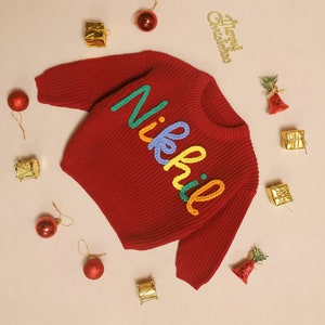 Personalized Baby Sweater, Embroidered Name Sweater, Custom Baby Sweater with Name, First Birthday Outfit, Christmas Gifts, Baby Shower Gift