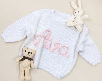 Custom Name Baby Sweater Personalized Hand Embroidered Name Baby Sweater Baby Girl Name Sweater Customized Baby Boy Sweater Newborn Sweater