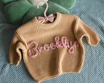 Custom Baby Sweater, Name Sweater Baby Girl, Embroider Baby Sweater, Personalize Baby Name Sweater, Monogram Baby Sweater, Custom Baby Gifts