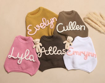 Babynaam trui, personaliseer baby trui, pasgeboren trui, naam trui babymeisje, borduur baby trui, beste babycadeau, babykleding