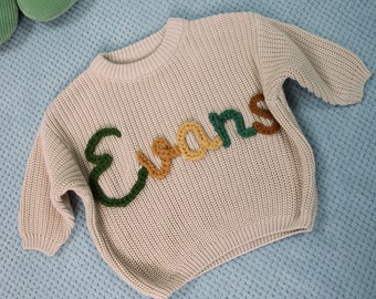 Maglione per neonato con nome personalizzato Maglione per neonato con nome ricamato a mano personalizzato Maglione con nome per neonata Maglione per neonato personalizzato