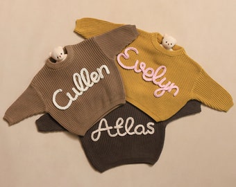 Custom Name Baby Sweater Personalized Hand Embroidered Name Baby Sweater Baby Girl Name Sweater Customized Baby Boy Sweater Newborn Sweater