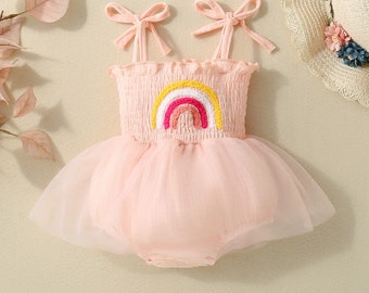 Süßes Baby Tutu Kleid, personalisierter handbestickter Geburtstags-Baby-Strampler, Cake Smash Outfit, Geschenk zum ersten Geburtstag, Baby-Mädchen-Outfit, Baby-Geschenk