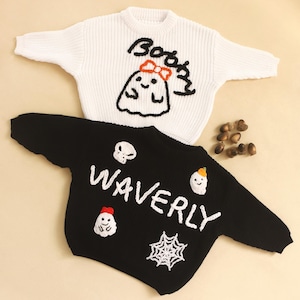 Halloween Baby Sweater, Custom Toddler Sweater, Kids Name Sweater, Halloween Costume Baby, Embroidered Sweater, Personalized Holiday Sweater