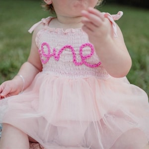 Custom Name Baby Tutu Dress, Baby Girl Tutu Romper, Personalized Embroidered 1st Baby Birthday Dress, Cake Smash Outfit, First Birthday Gift
