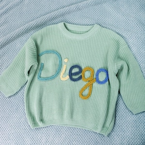 Hand Embroidered Baby Name Sweater, Baby Girl Sweater, Baby Sweater with Name, Custom Toddler Name Sweater, Coming Home Sweater, Baby Gifts image 4