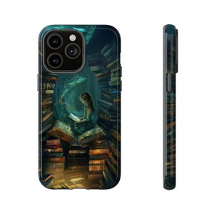 Ragazza che legge un libro sott&#39;acqua Custodia resistente per telefono, iPhone, Samsung, regalo per gli amanti dei libri, fantasia, biblioteca, magico, insegnante, libri, avventura