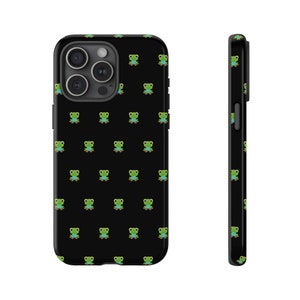Groene schattige kikker stoere telefoonhoesjes, kikker, schattig iPhone-hoesje, kawaii, kikker telefoonhoesje, Samsung S24, iPhone 13, esthetisch, edgy, leuk, dier,