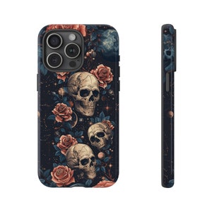 Skulls Roses and Stars Tough Phone Cases, Iphone case, Samsung case, phone case, goth case, iphone 13 pro max, skull phone case, Stars