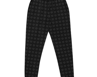 Gratitude White Black - People are People are People Collection - Heart Pattern Women’s Joggers