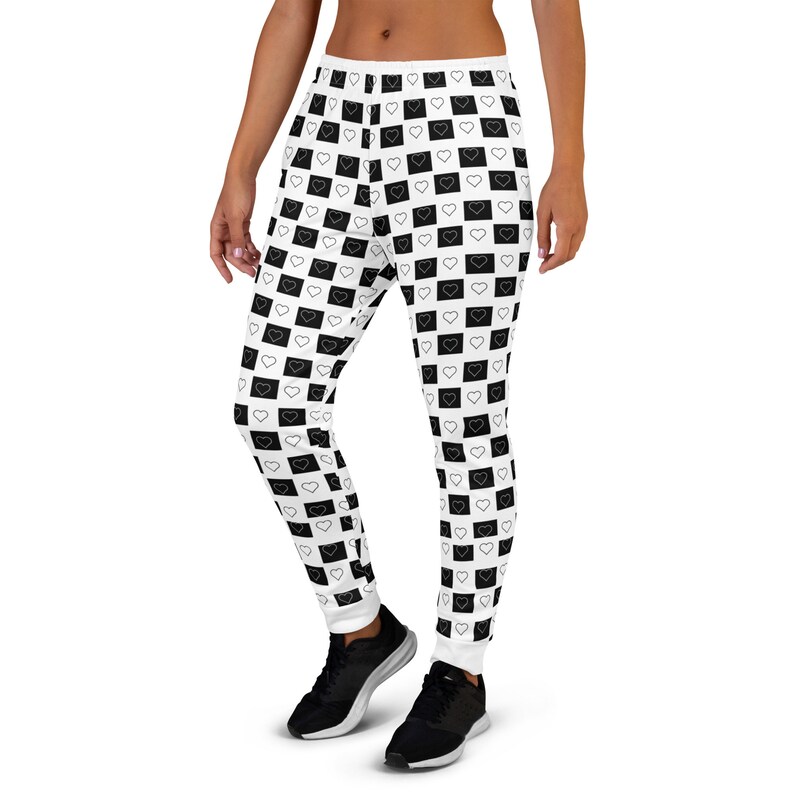 Gratitude Black/White V2 - People are People are People Collection - Heart Pattern Women’s Joggers