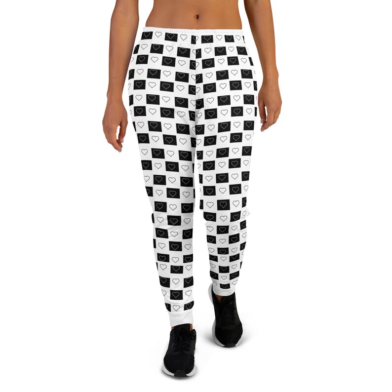 Gratitude Black/White V2 - People are People are People Collection - Heart Pattern Women’s Joggers