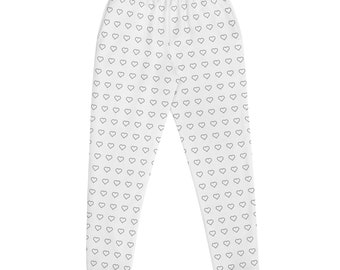 Gratitude Black White - People are People are People Collection - Heart Pattern Women’s Joggers