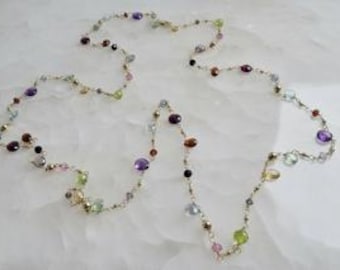 Lange Edelsteine und Gold Bead Halskette