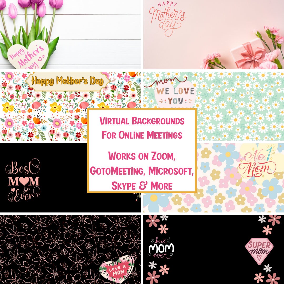 Zoom Virtual Background Mothers Day Bundle Backdrops to Facetime Mom