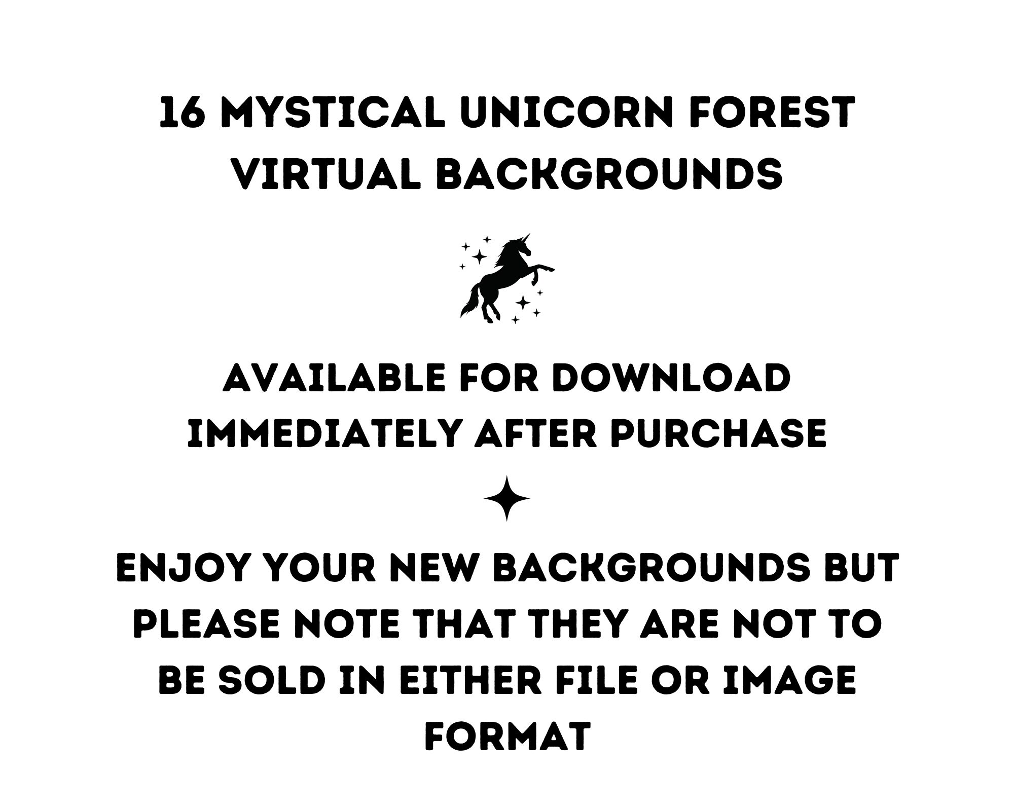 Unicorn Zoom Virtual Background Bundle Mystical Forest Backdrops for