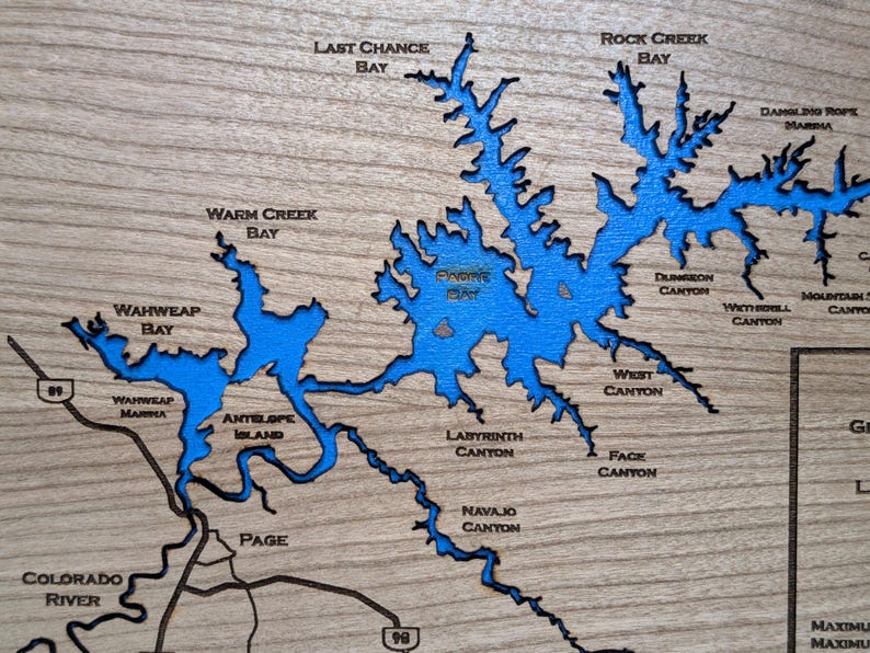Multi-layer Wood Map of Lake Powell - Home Decor - Wall Hanging - Etsy