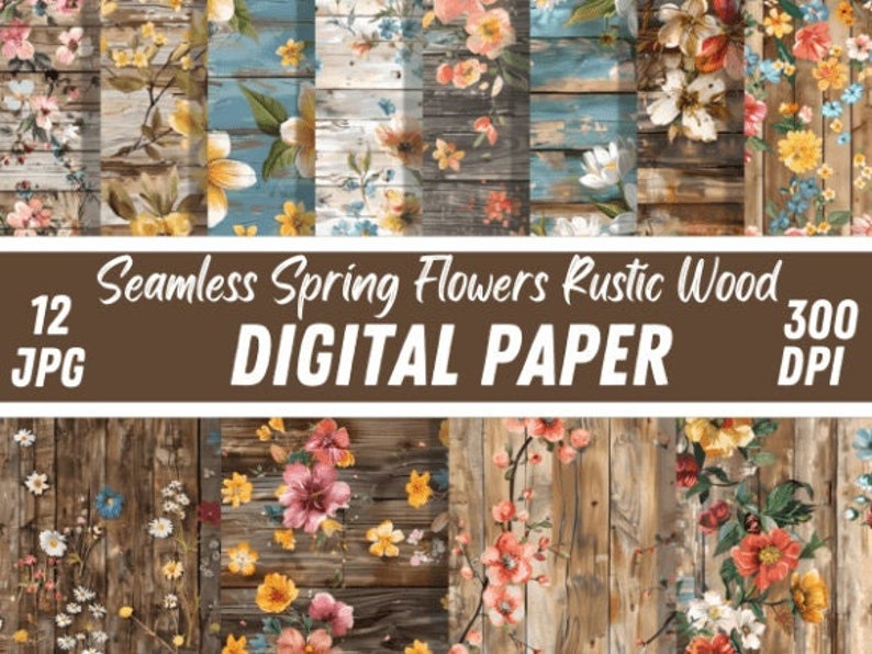 12 Spring Flowers Rustic Wooden Backgrounds | Spring Wooden Background ...