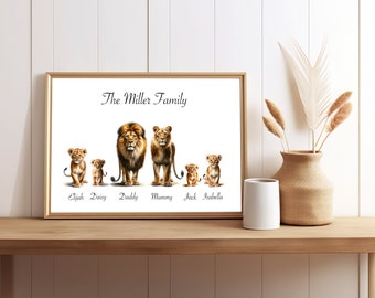 Custom Family Lion Printable | Personalised family gift | Custom digital download | Family Gift | Custom Family picture