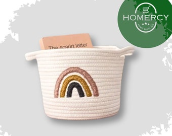 Cotton Rope Handwoven Storage Basket Desktop Organizer | Nordic Rainbow Sundries Storage Box