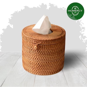 Scatola rotonda in tessuto in rattan, scatola in rattan fatta a mano, contenitore in vimini.