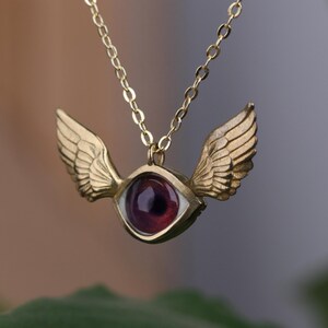 Onda ögat-halsband med vingar, himmelskt hänge i sterlingsilver, skyddssmycken