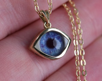 Small Blue Evil Eye Necklace, 925 Sterling Silver Pendant