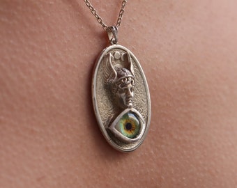Handmade Sterling Silver Hermes God Eye Pendant, Personalized