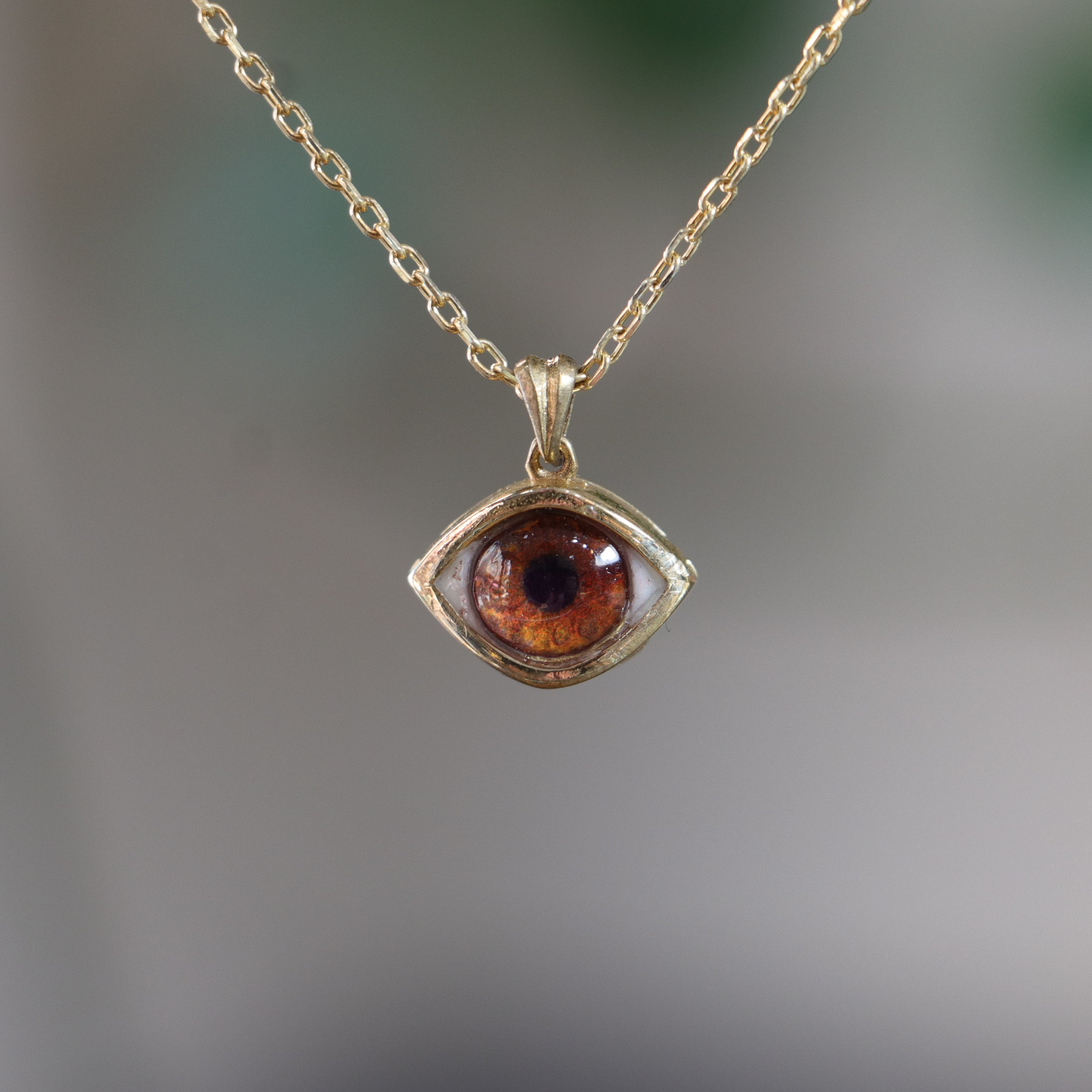 Little Cute Hazel Eye Pendant, Hazel Minimalist Eye Necklace, Personalized Design Necklaces, 925K Silver Pendant, Gift Idea, Small Necklaces