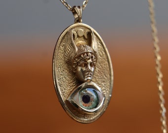Handmade Sterling Silver Hermes God Eye Pendant, Personalized