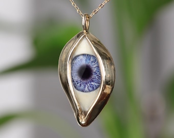 Blue Eye Necklace, Lucky Talisman, Brass or 925 Silver