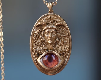 Medusa Medallion Necklace, Greek Mythology, Evil Eye Protection