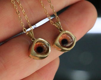 Gold Eye Pendant Necklace, Personalized Evil Eye Talisman
