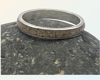 Beach sand ring, sterling silver thin band.  Hold beach memories close in hand and heart.  Will make with your collected sand and size.